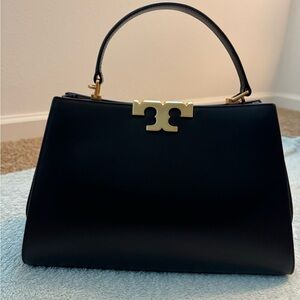 Tory Burch Black Eleanor Satchel bag with Gold Hardware